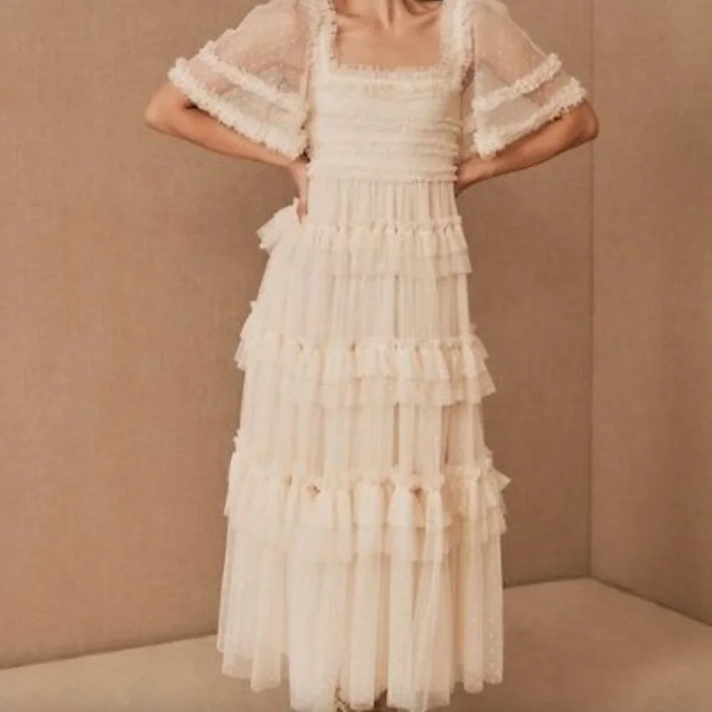 Needle & Thread Cream Ruffled Prom Dress - Picture 3 of 15